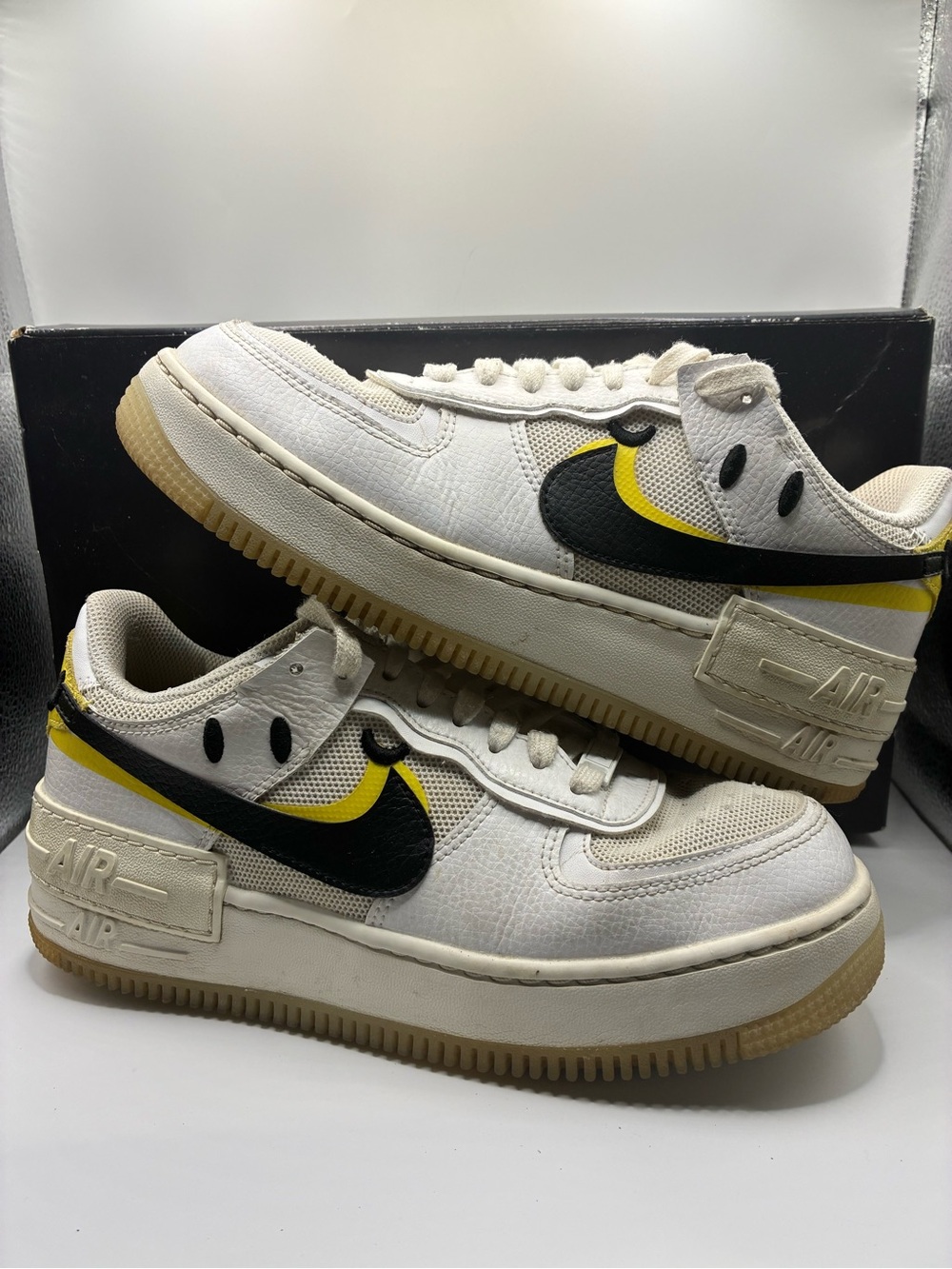 Nike AF1 Shadow Smiley Face White and Yellow Low-Top Sneakers *With Original Box